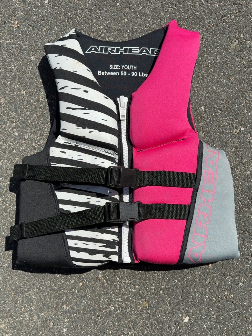 Airhead Youth Life Jacket - Black, White & Hot Pink